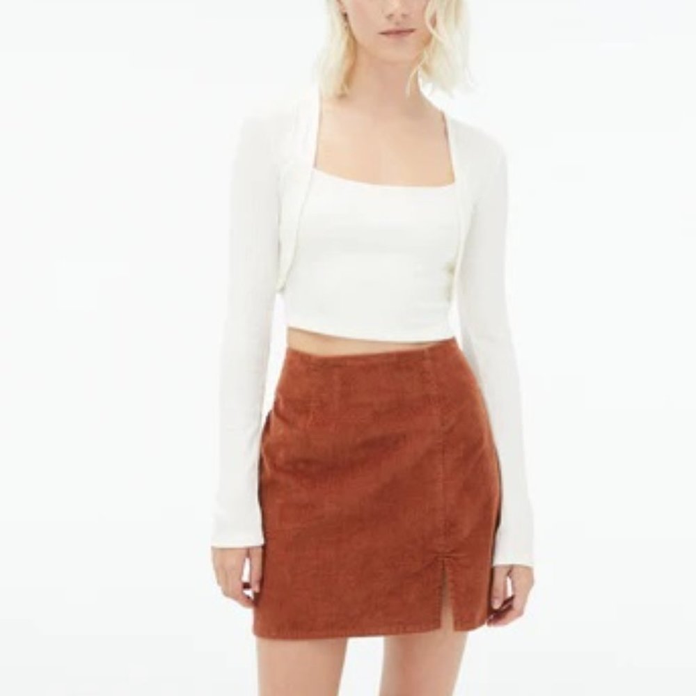 Aeropostale Corduroy Notched Slit Y2K Academia Skirt